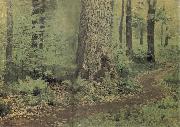 Levitan, Isaak Away in the foliage forest fern painting